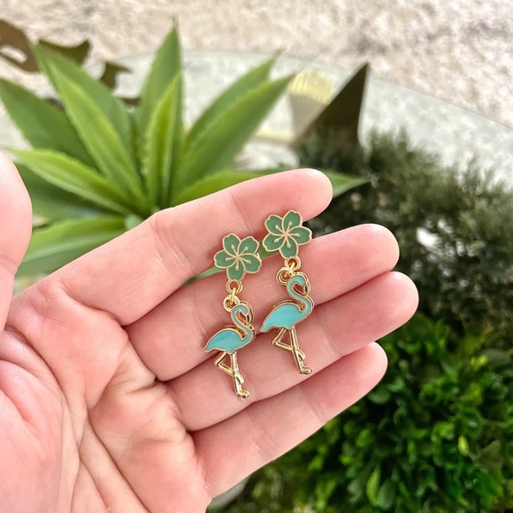 Floral Flamingo Earrings - Picture 6 of 7